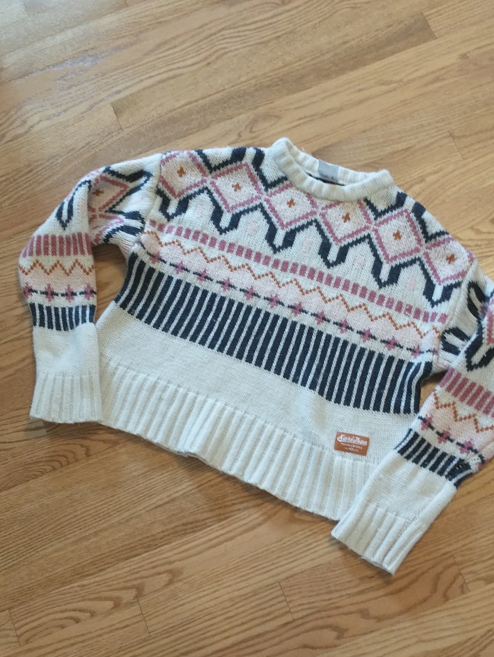 Kari Traa Molster Wool Blend Cropped Oversized Boxy Fit Nordic Sweater Small
